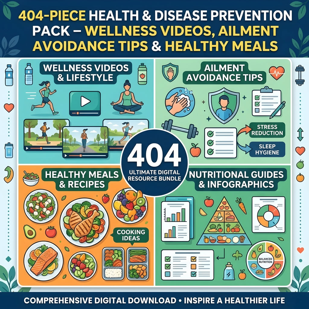 404-Piece Health & Disease Prevention Pack – Wellness Videos, Ailment Avoidance Tips & Healthy Meals