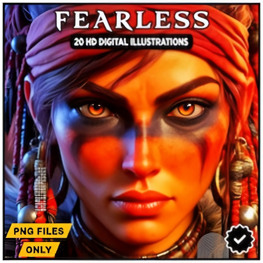 Tribal Warrior Woman Art Prints: HD PNG Files (Digital Download)