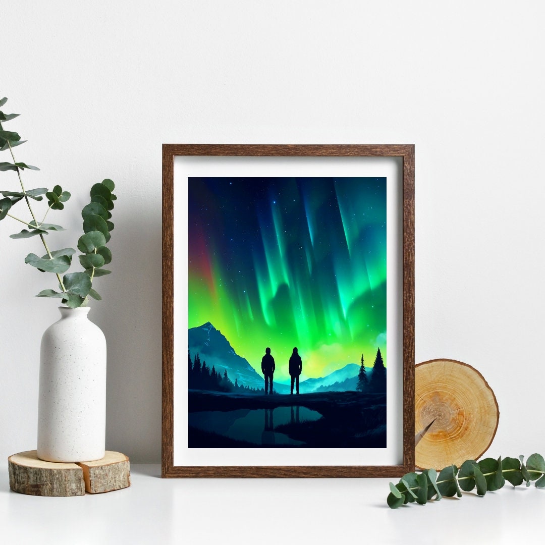 AURORA Borealis Art Print: Modern Landscape Illustration (Digital Download)