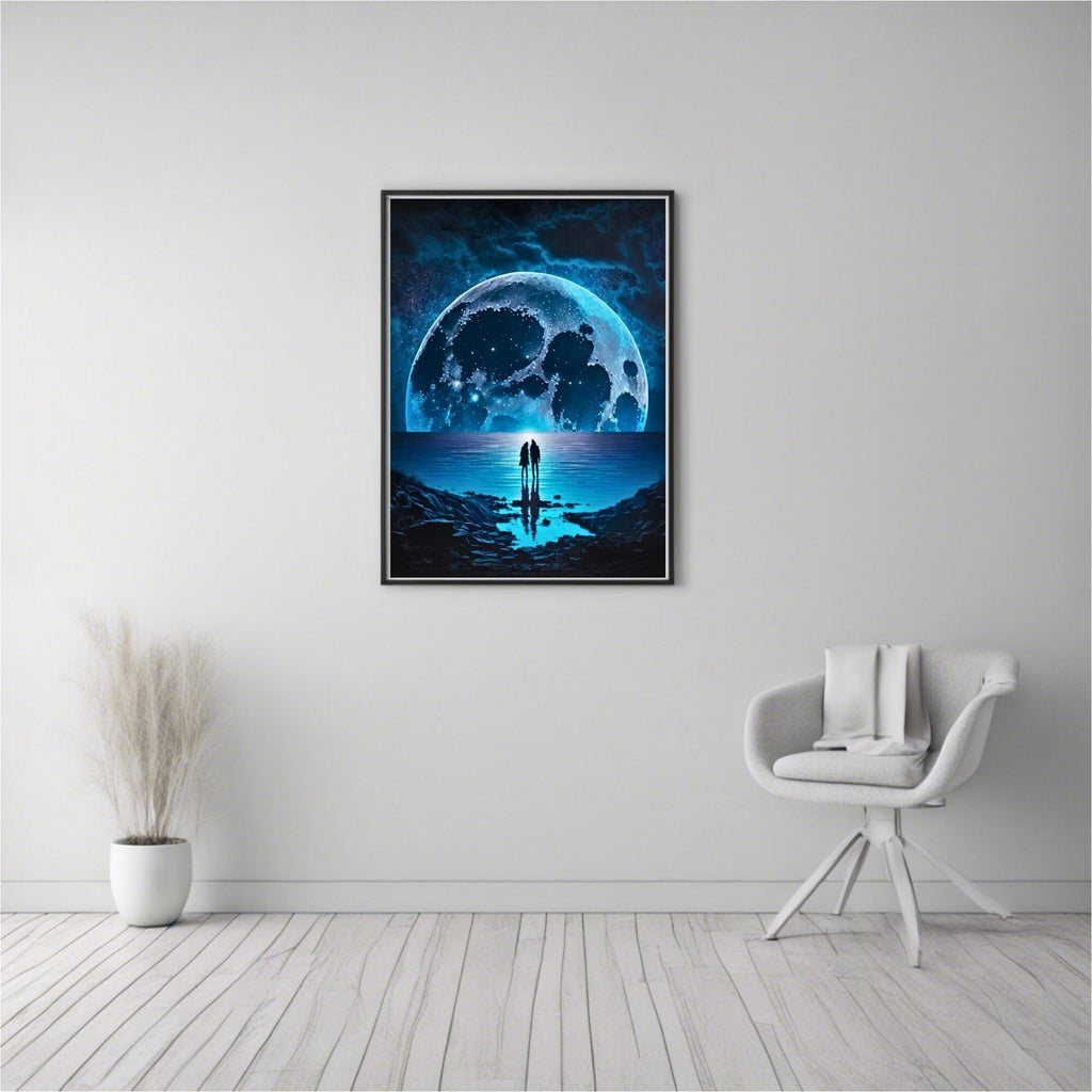 Moonlight Digital Art Print: Modern Nature Illustration (Instant Download)