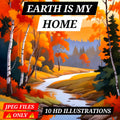 Impressionist Nature Art Prints, Colorful Landscape Painting (Digital Download, 10 JPGs