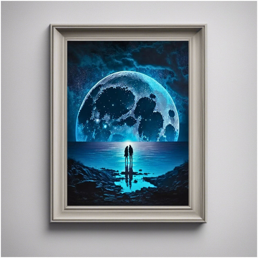 Moonlight Digital Art Print: Modern Nature Illustration (Instant Download)