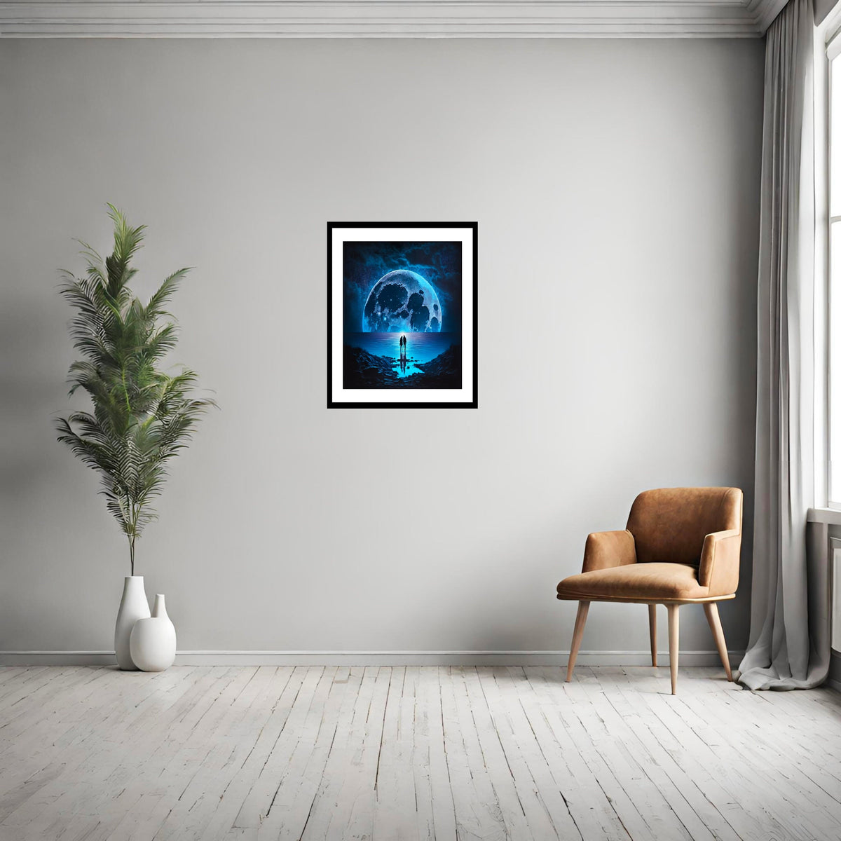 Moonlight Digital Art Print: Modern Nature Illustration (Instant Download)