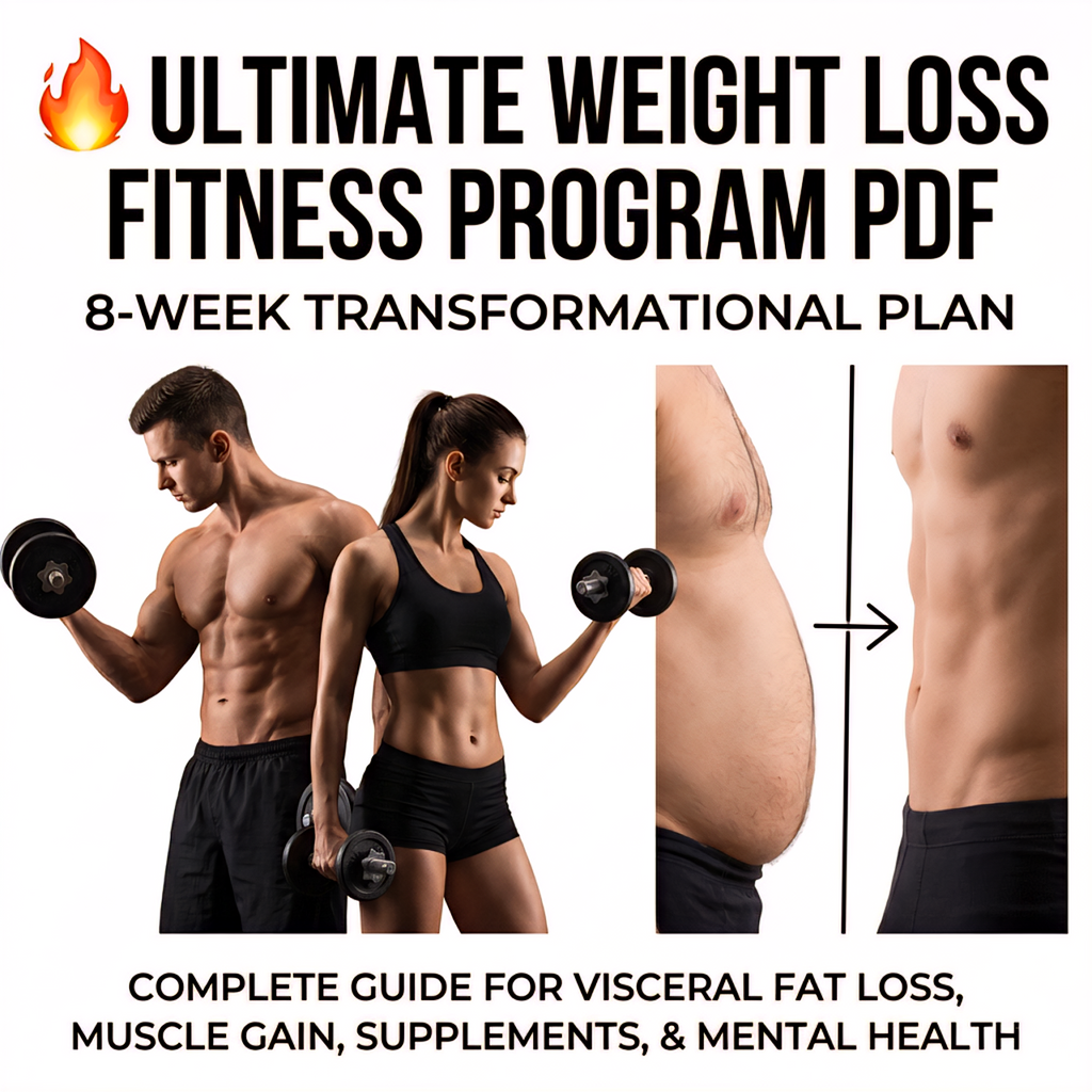 🔥 Ultimate Weight Loss Fitness Program PDF | 8-Week Fat Loss & Muscle Building Guide (Digital Download)