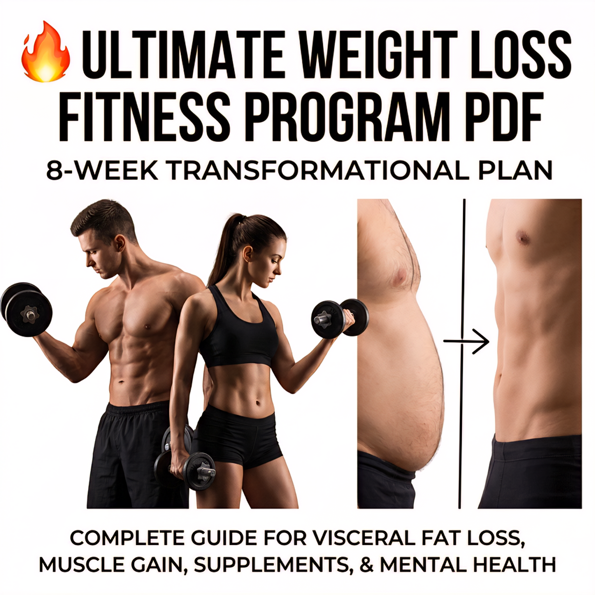 🔥 Ultimate Weight Loss Fitness Program PDF | 8-Week Fat Loss & Muscle Building Guide (Digital Download)