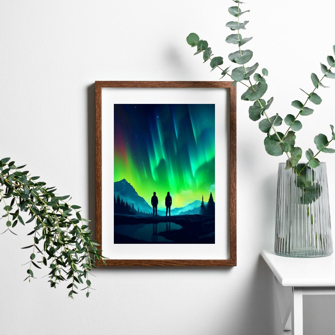 AURORA Borealis Art Print: Modern Landscape Illustration (Digital Download)