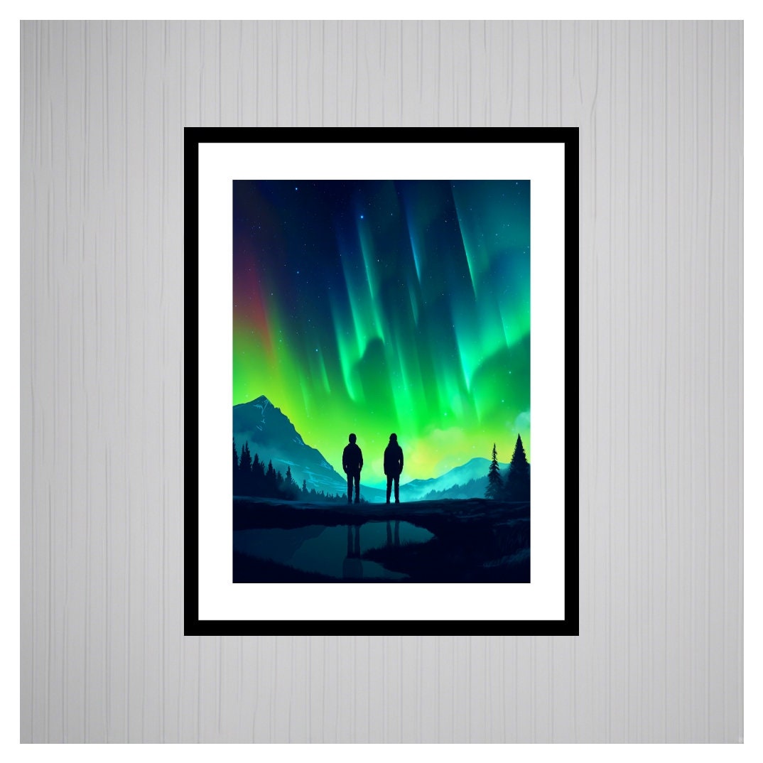 AURORA Borealis Art Print: Modern Landscape Illustration (Digital Download)