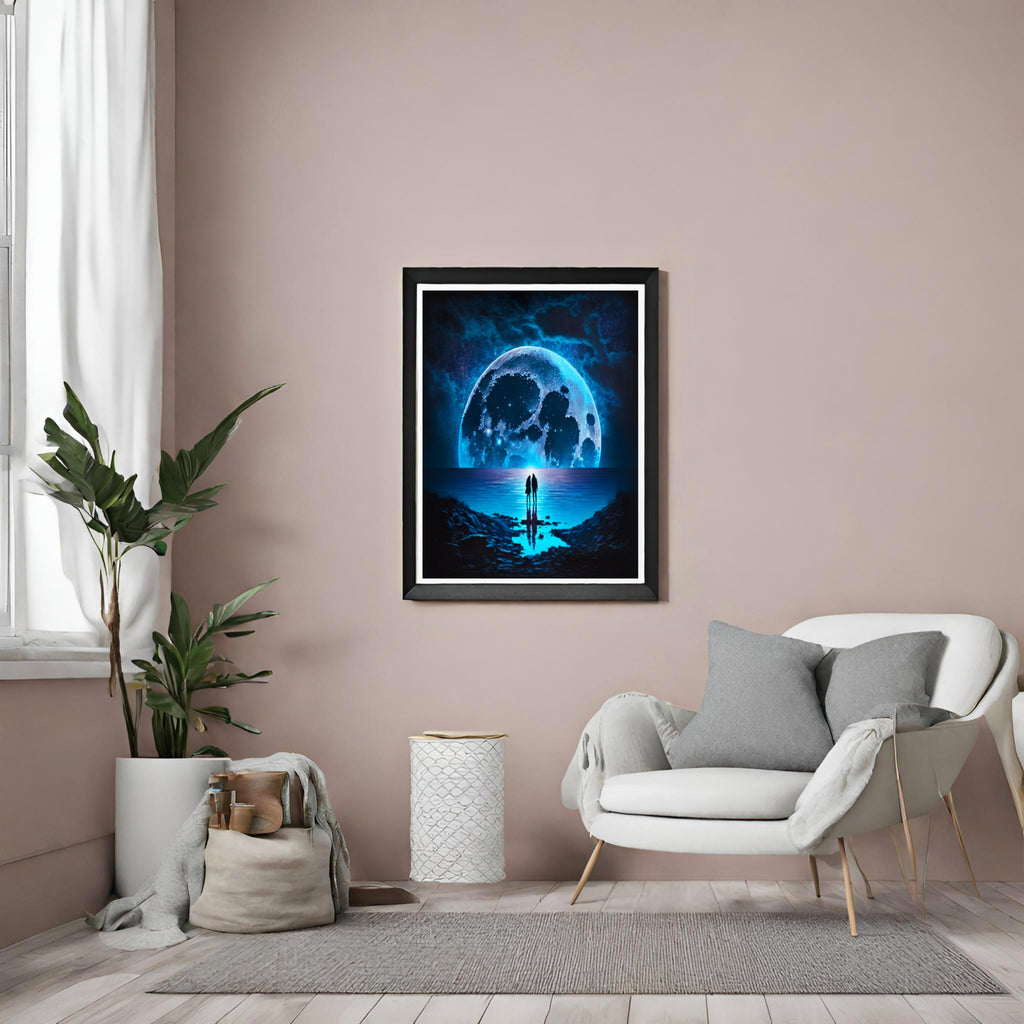 Moonlight Digital Art Print: Modern Nature Illustration (Instant Download)
