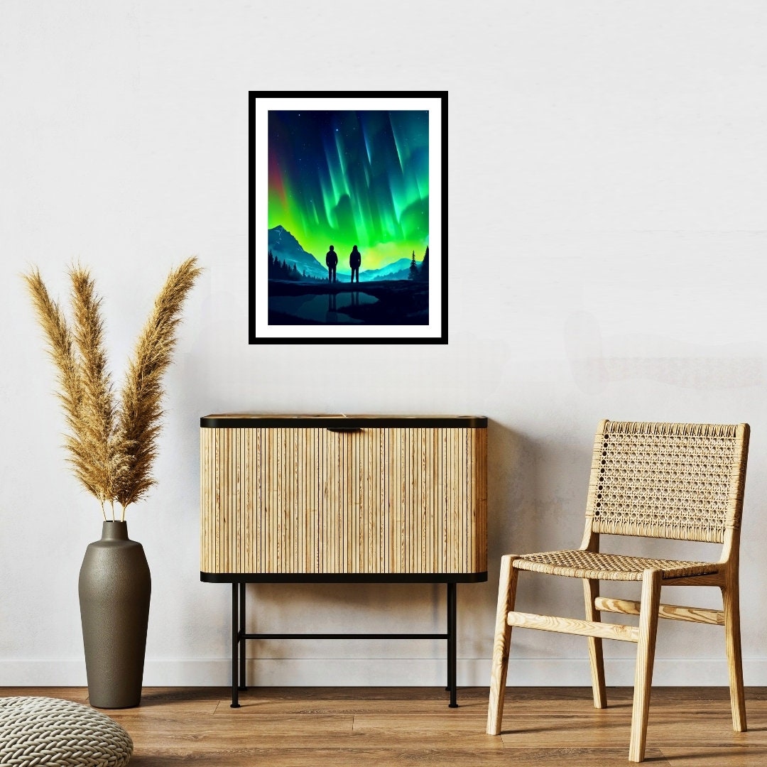 AURORA Borealis Art Print: Modern Landscape Illustration (Digital Download)
